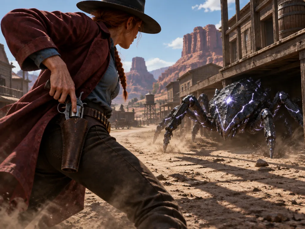 Dell mencabut revolver saat Starfallen merayap keluar dari kolong teras
