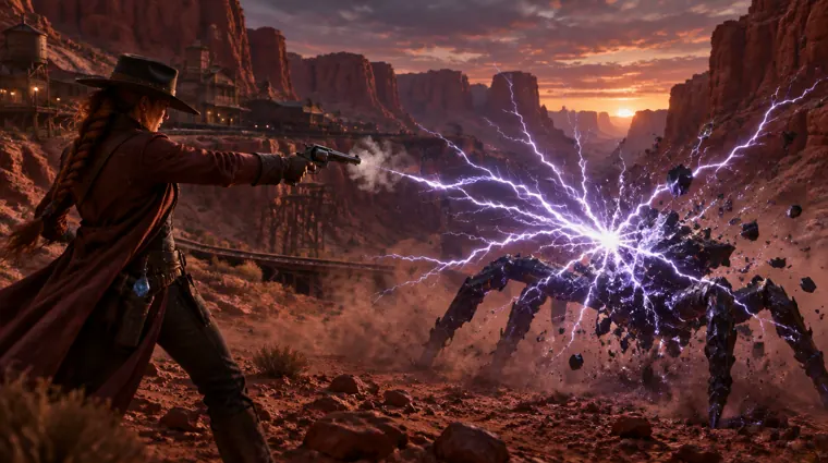 Peluru starshot pecah menjadi petir dan menghantam Starfallen di ngarai